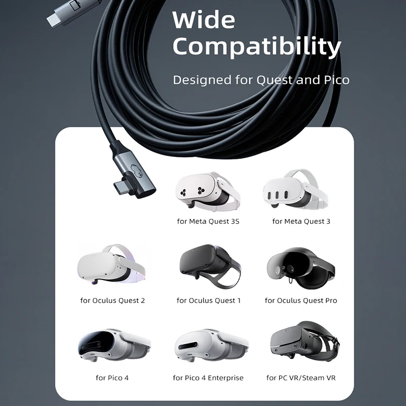 CABLETIME VR 링크 케이블 16FT(18W 충전 기능 포함) ? Meta Quest 3S/3/2/Pro, Oculus Quest, Pico 4, PC VR, Steam VR과 호환 가능