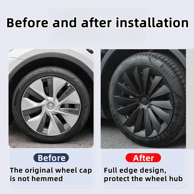 4PCS HubCap 19 Inch Wheel Caps Automobile Performance Replacement Hub Cap Full Rim Cover Accessories For Tesla Model Y -