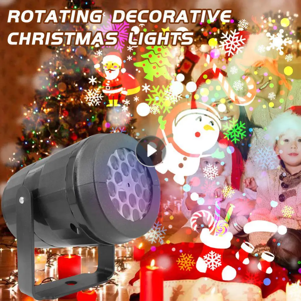 

Christmas Party Lights LED Laser Snowflake Projector 4W Stage Lights Rotating Xmas Pattern Holiday Lighting Outdoor Garden Decor