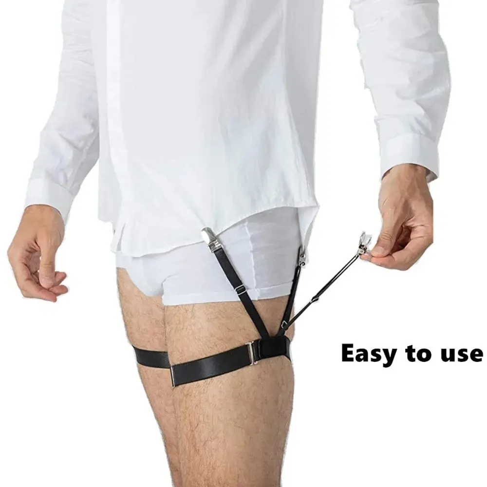 Work Suspenders Shirt Stay Belt Shirt Stays Shirt Sleeve Holders Men's Shirt Garters Adjustable Elastic Leg Suspenders Shirt Holders Straps Belt Crease-Resistance Non-slip Locking Clamps