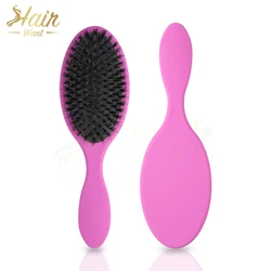 Luxury Hair Extension Detangling Brush with Nylon and Boar Bristles - Soft Cushion Massager (Rose Red)