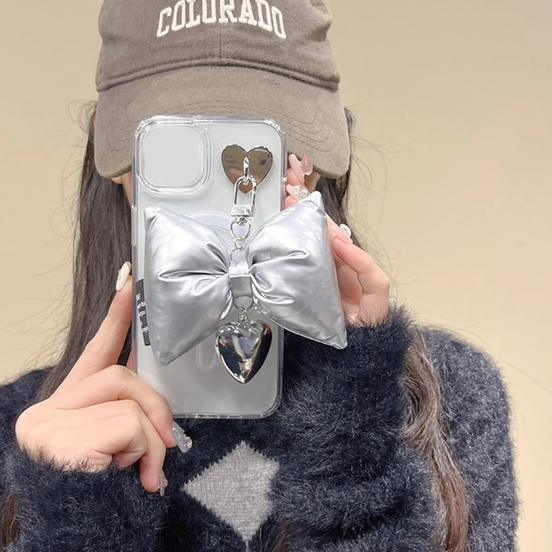 

Y2K Silver Color Bowknot Keychain Fashion Sweet Bow Keyring For Girls Backpack Pendant Bag Hanging Decoration Gifts