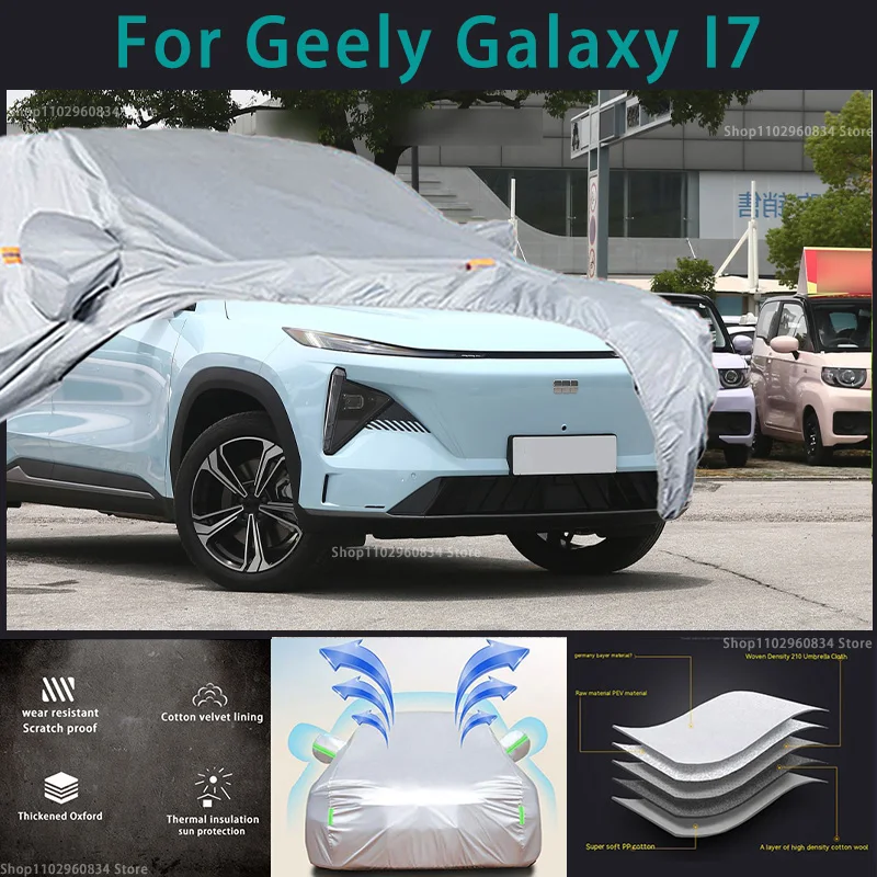 

For Geely Galaxy I7 210T Waterproof Full Car Covers Outdoor Sun uv protection Dust Rain Snow Protective Auto Protective cover