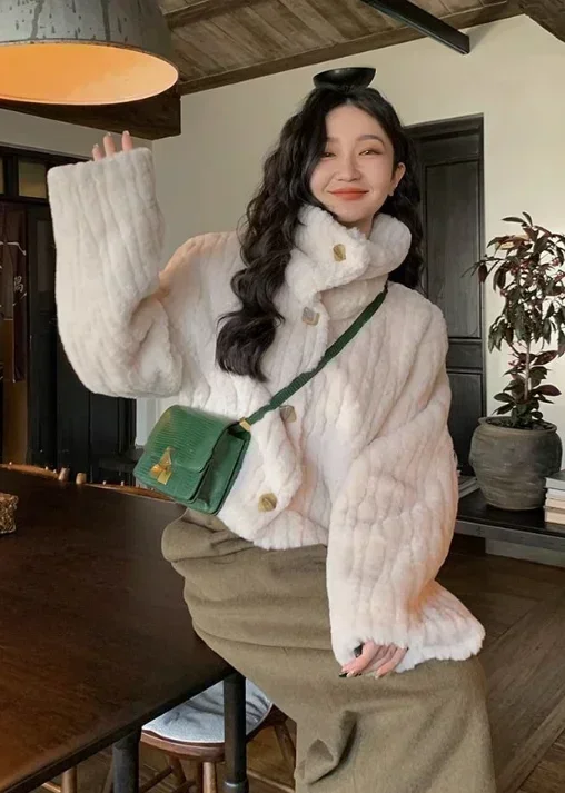 빈티지 자른 스탠드 넥 루즈 캐주얼 자켓 일본 streetwear 패션 털이 코트 y2k 미적 그런지 여성 chaqueta 코트