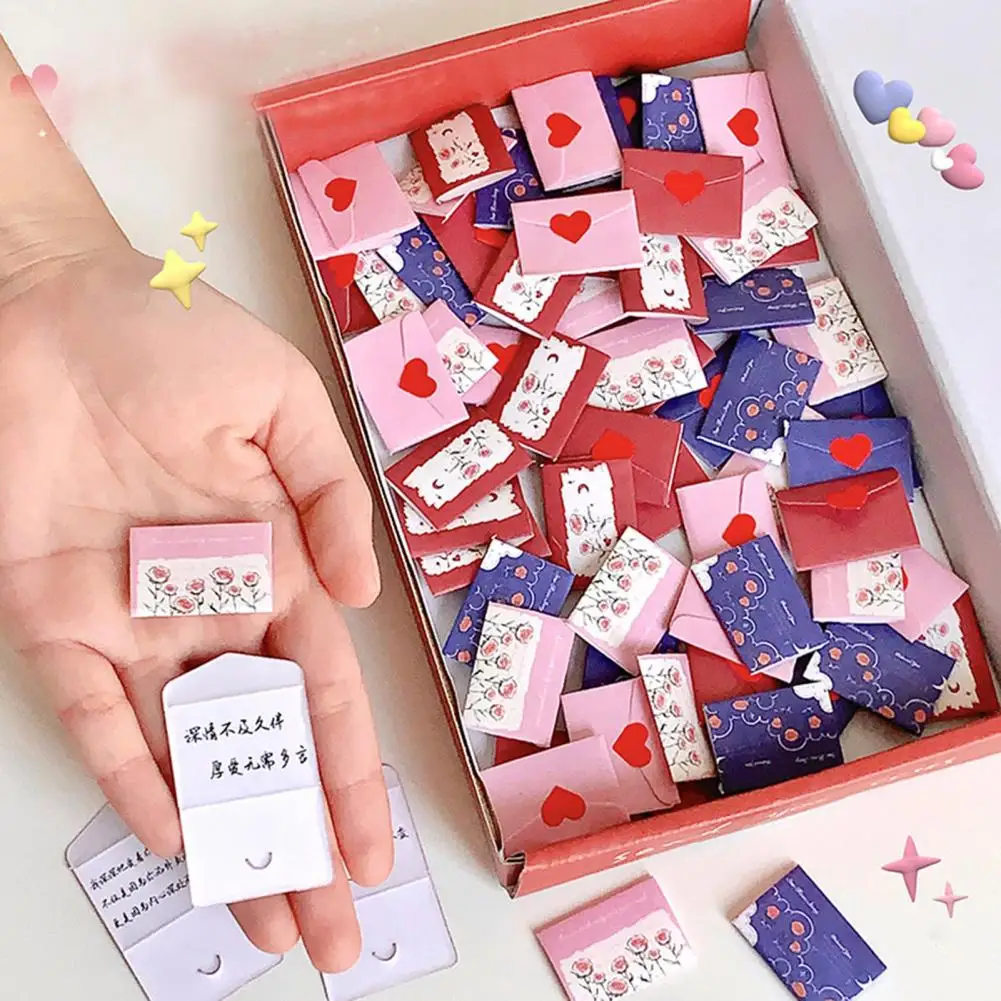 33Pcs Mini Love Letter Set with Heart Stickers Colorful Mini Envelopes with White-Blank Note Cards Holiday Blessing Envelope