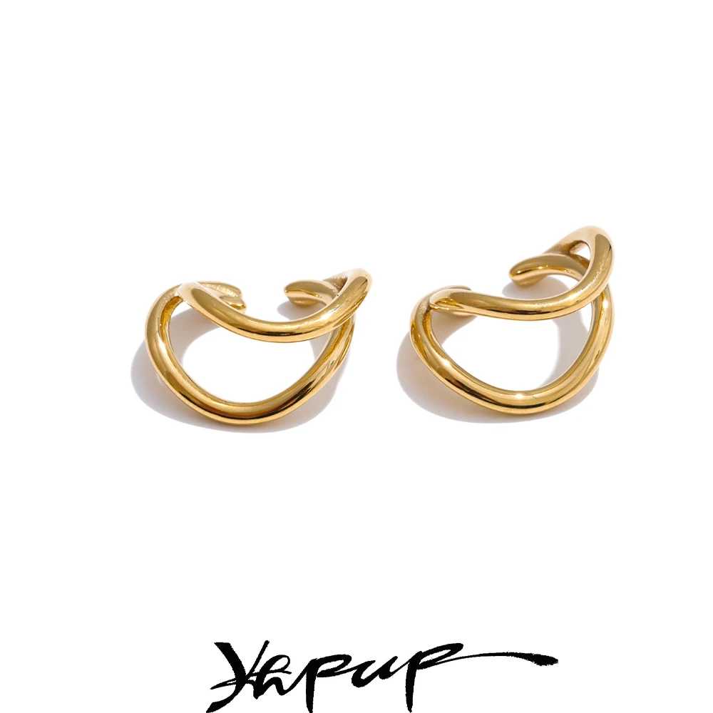 Yhpup Minimalist Double Layer Geometric Ear Clip Bone Earrings