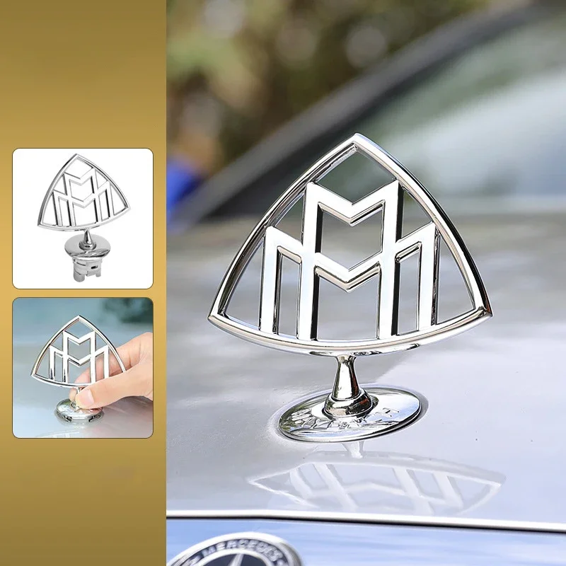 3D Standing Metal Emblem Car Hood Logo Head Sticker Badge Anteriore Per Mercedes Maybach S400 S500 S600 S480 Classe C Classe E Classe S