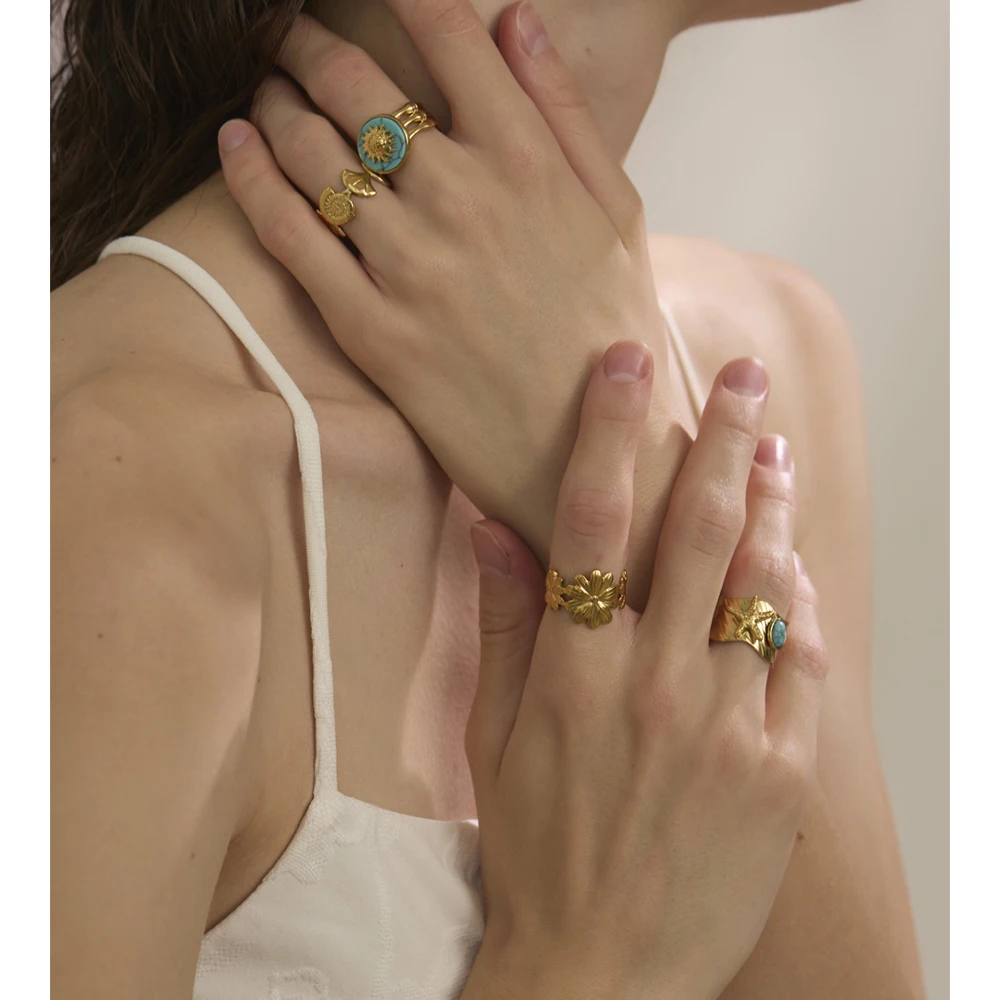 Yhpup Open Ring 18K Golden PVD Plated Stainless Steel