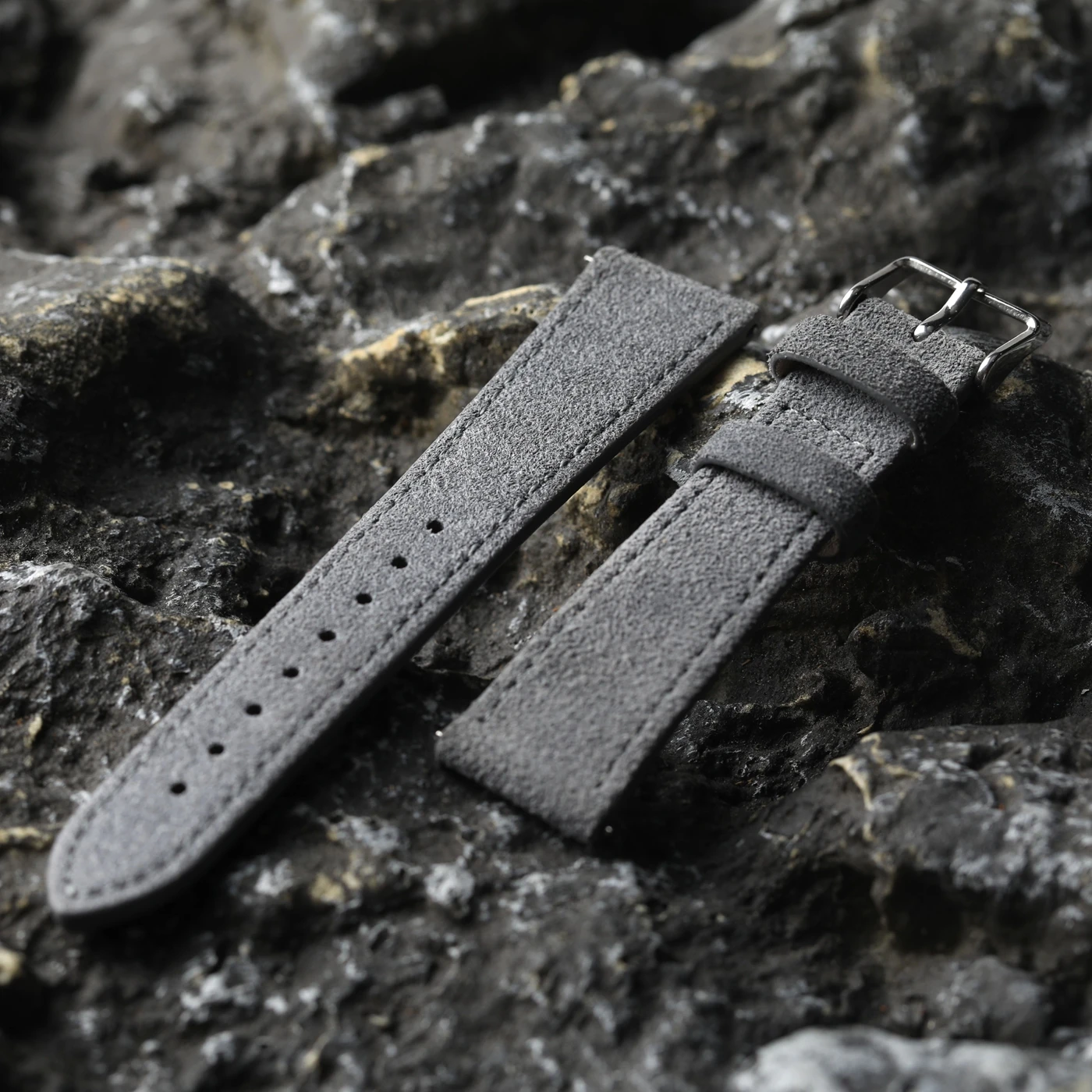 Vintage Gray Handmade Soft Suede Men's Leather Bracelet Strap, S/M Size