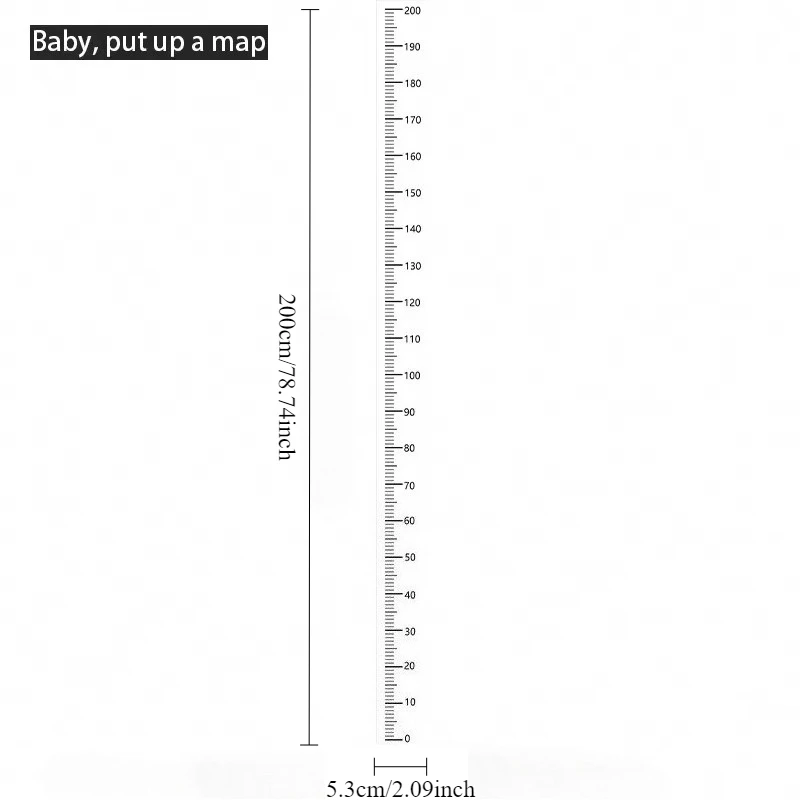 Growth chart wall decal showing full measuring design