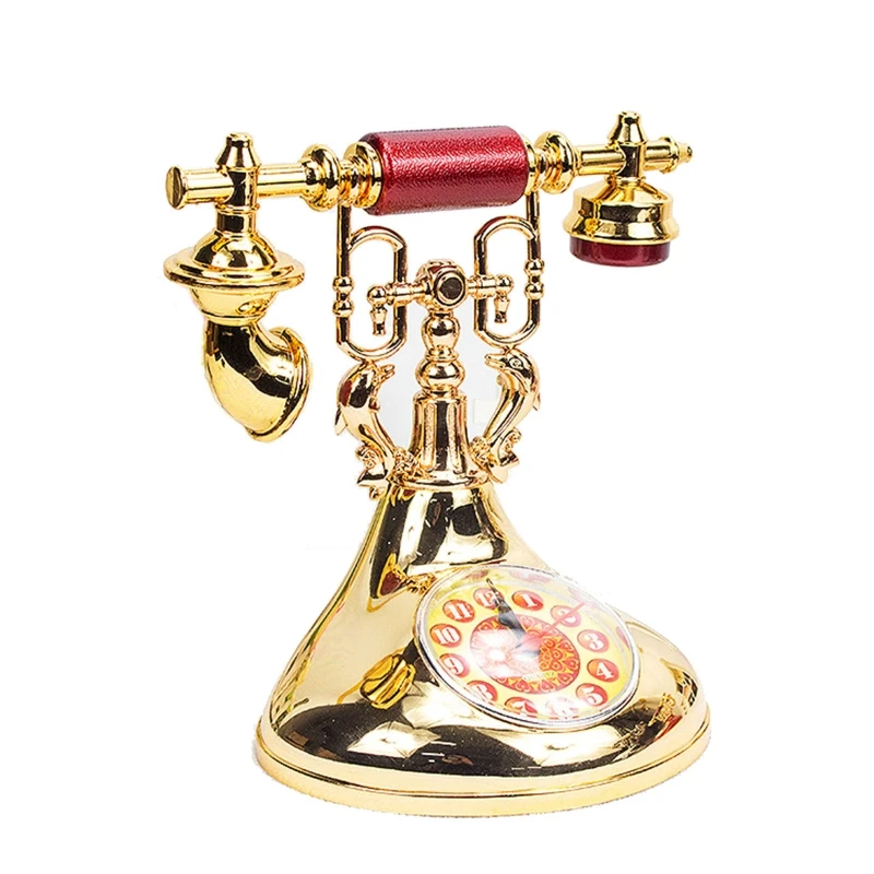 Retro Telephone Model Alarm Clock Creative Timekeeper Desktop Ornament Home Kids Room Bedside Table Decoration A02 23 digital clock