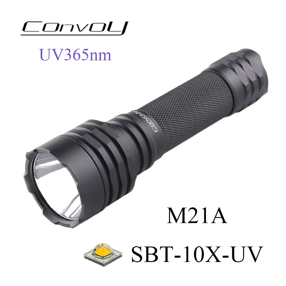Convoy M21A SBT-10X-UV UV365nm UV Flashlight 21700 UVA LED Torcia Lampe Torche Lantern Fluorescent Agent Detection Ultraviolet
