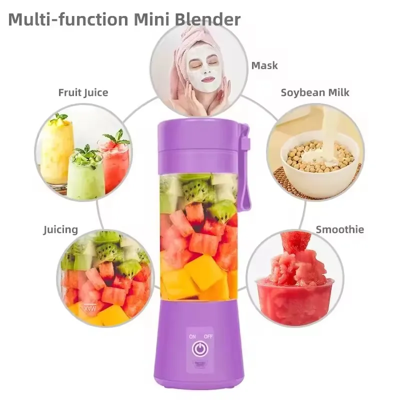 380ml  Portable Electric Fruit Juicer Home USB Rechargeable Smoothie Maker Blenders Machine Sports Bottle JuicingCup 4