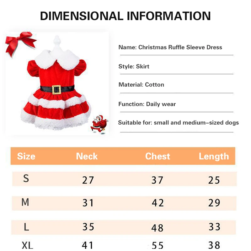 Dog Costume Set Dog Coats Dog Christmas Costume Puppy Dress Santa Claus Pet Clothes Velvet Skirt Winter Outfit For Small Medium Dogs Cats Warm Coat Xmas