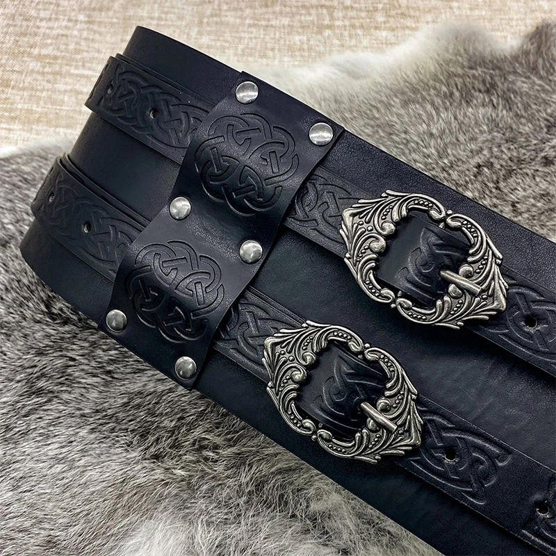 Wide Medieval Waist Belt - Black