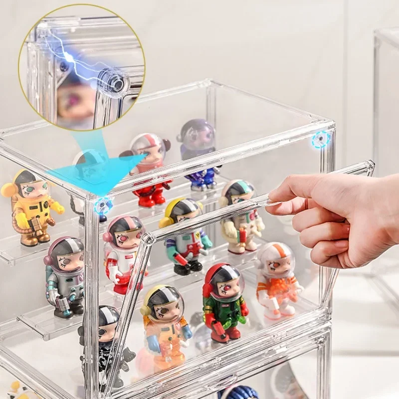 Acrylic Transparent Display Stand Blind Box Storage Box Dustproof Handmade Anime Car ModelStorage Box POP-MART Figures Organizer