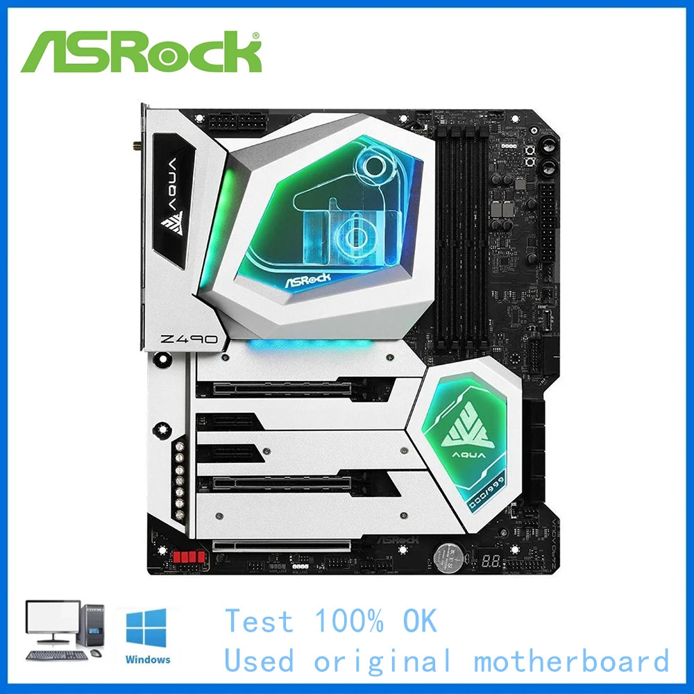 Per Scheda Madre Del Computer Asrock Z490 Aqua Lga 1200 Ddr4 Z490 Scheda Madre Desktop Usata Core I5 11400 I7 11700 Cpu
