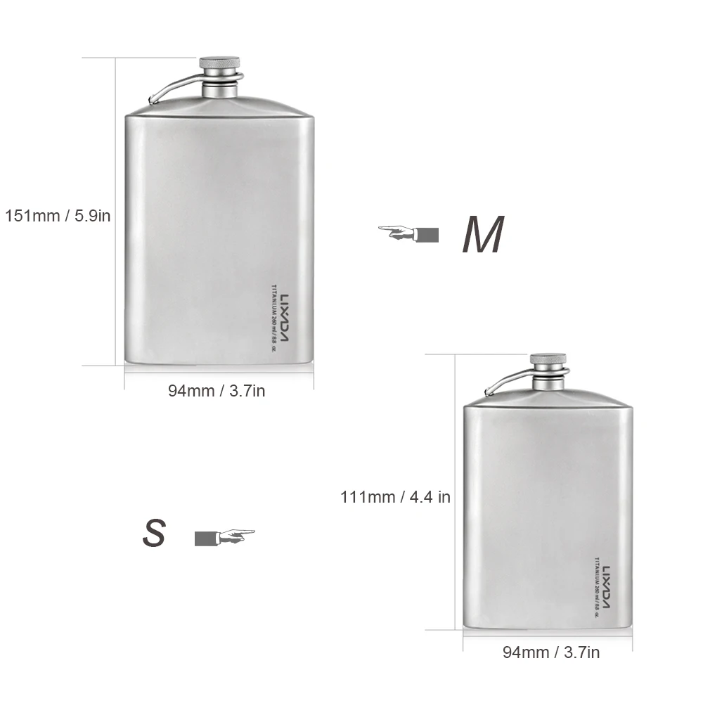 Lixada Leakproof Titanium Flask with Cup Set 200ML/260ML for Outdoor Camping Travel Picnic