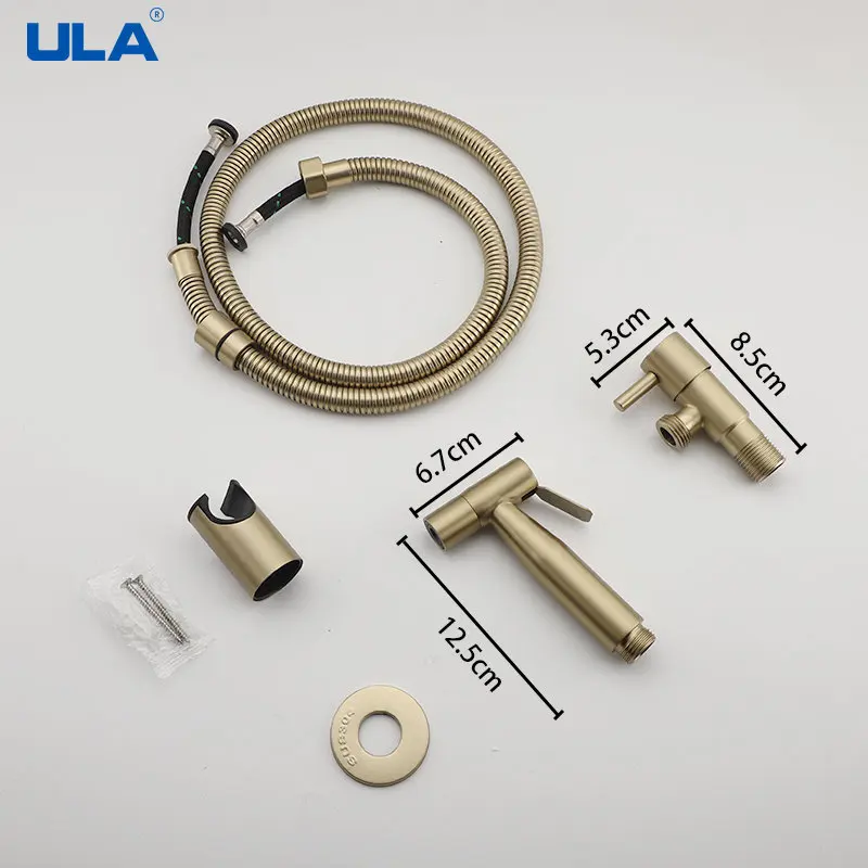 ULA Gold Handheld Bidet Sprayer Set Stainless Steel Toilet Faucet Bathroom Shower Head Hygienic Shower Self Cleaning 6