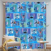 Stitch Curtain Cartoon Window Decoration 100% Polyester Shade Curtains Bedroom Living Room Home 2 Tablets 1