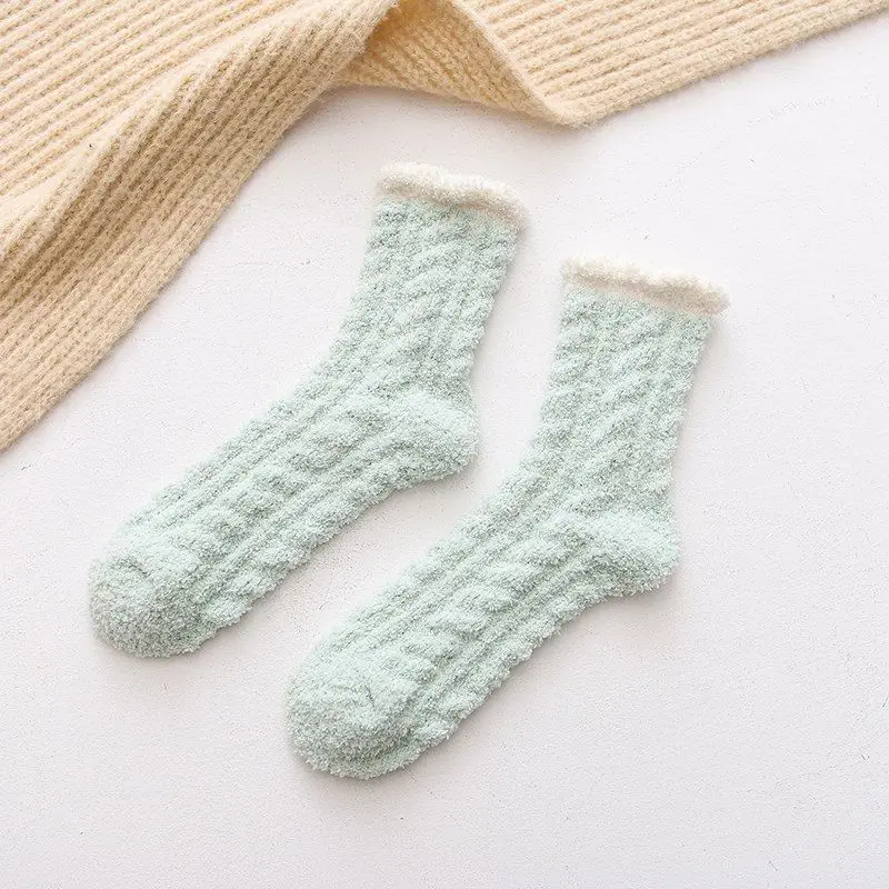 10 Pairs of Winter Cotton Socks Autumn and Winter Warm Floor Socks Padded Thickened Cotton Socks Fluffy Plush Mid-calf Socks 6