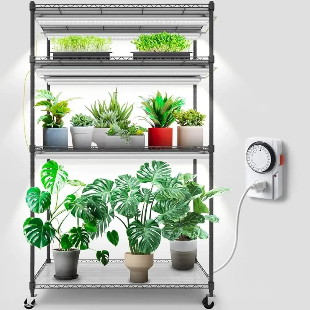 

Plant Stand with Grow Lights for Indoor Plants,4-Tier Plant shelf 6-Pack Full Spectrum Grow Lights for Seed Starting, Succulent