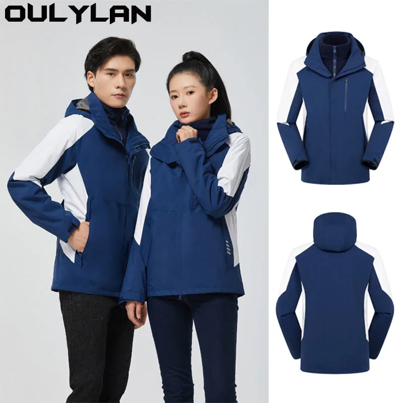 

Outdoor Camping Windbreaker Winter Coat Hiking Windproof Waterproof Suits Men's Women's Two-pieces Sets 3 in 1 Thick Warm Coats