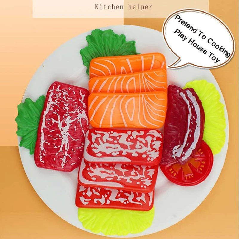 Kids Kitchen Simulation Food Pretend Play Sushi Barbecue Chinese Western Breakfast Steamer Set Meal Toy Set Girl Boy Cooking