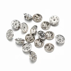 100-Piece Metal Locking Pin Back Brooch Badge Holder Set for DIY Jewelry and Craft Accessories (Silver Base)