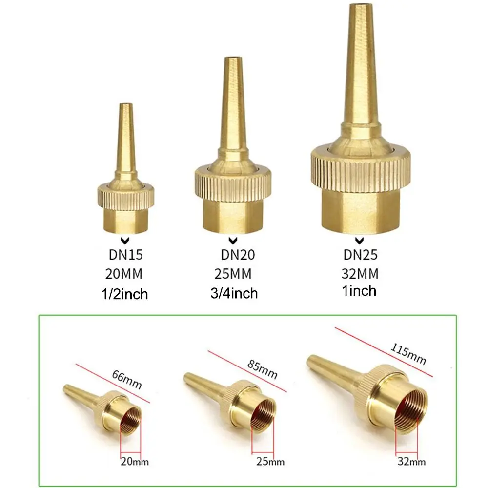 Brass Jet Straight Fountain Nozzles Adjustable 1/2" 3/4" 1" Swimming Pool Fountain Nozzle Durable Universal Bubbler Jet