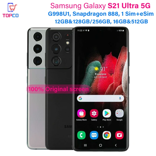 Samsung-Smartphone Galaxy S21 Ultra 5G G998U1, 128 Go, 256 Go, 512 Go, 6.8 ", Octa Core, 108MP et 40MP, 12 Go, 16 Go, Snapdragon 888, eSim, Original, Débloqué 1