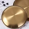 Golden Tray Luxury Metal Round Storage Tray Smiple Snack Cake Display Stainless Steel Metal Plate Photography Props Home Decor 3