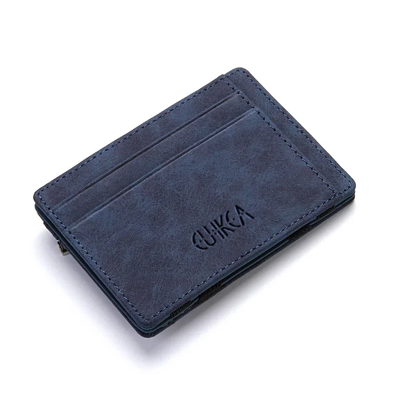 Compact Men's Magic Wallet with Zippered Coin Pocket - Premium PU Leather Card Holder