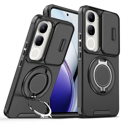 Magnetic Ring Armor Case with Camera Lens Protection and Wireless Charging Compatibility - Vivo Y31 5G (LK Black)