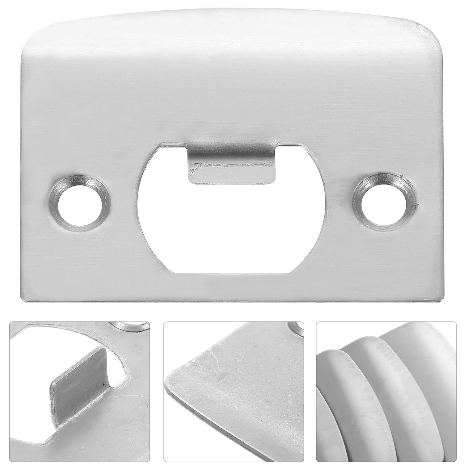 4 Pcs Lock Tongue Buckle Sturdy Strike Plate Door Kick Front Reinforcement Kit Handle Latch Hardware Stainless Steel D-keyhole