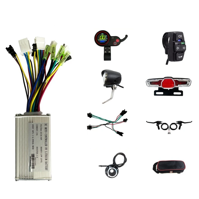 

E-Bike 17A Sine Wave Brushless Controller 36V 48V 250W 350W With KT V889 Display E-Bike Light Kit