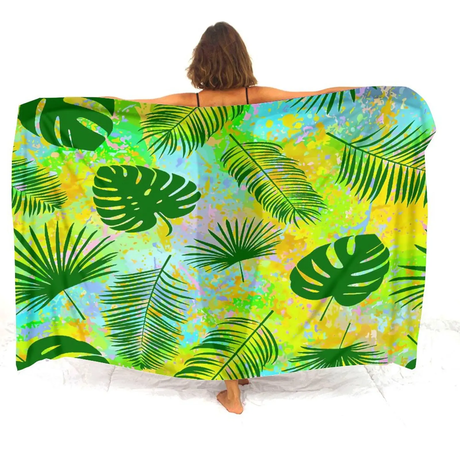 

Пляжная шаль на заказ с изображением тихоокеанских островов, мягкий удобный шарф для защиты от солнца, полинезийская Женская шаль