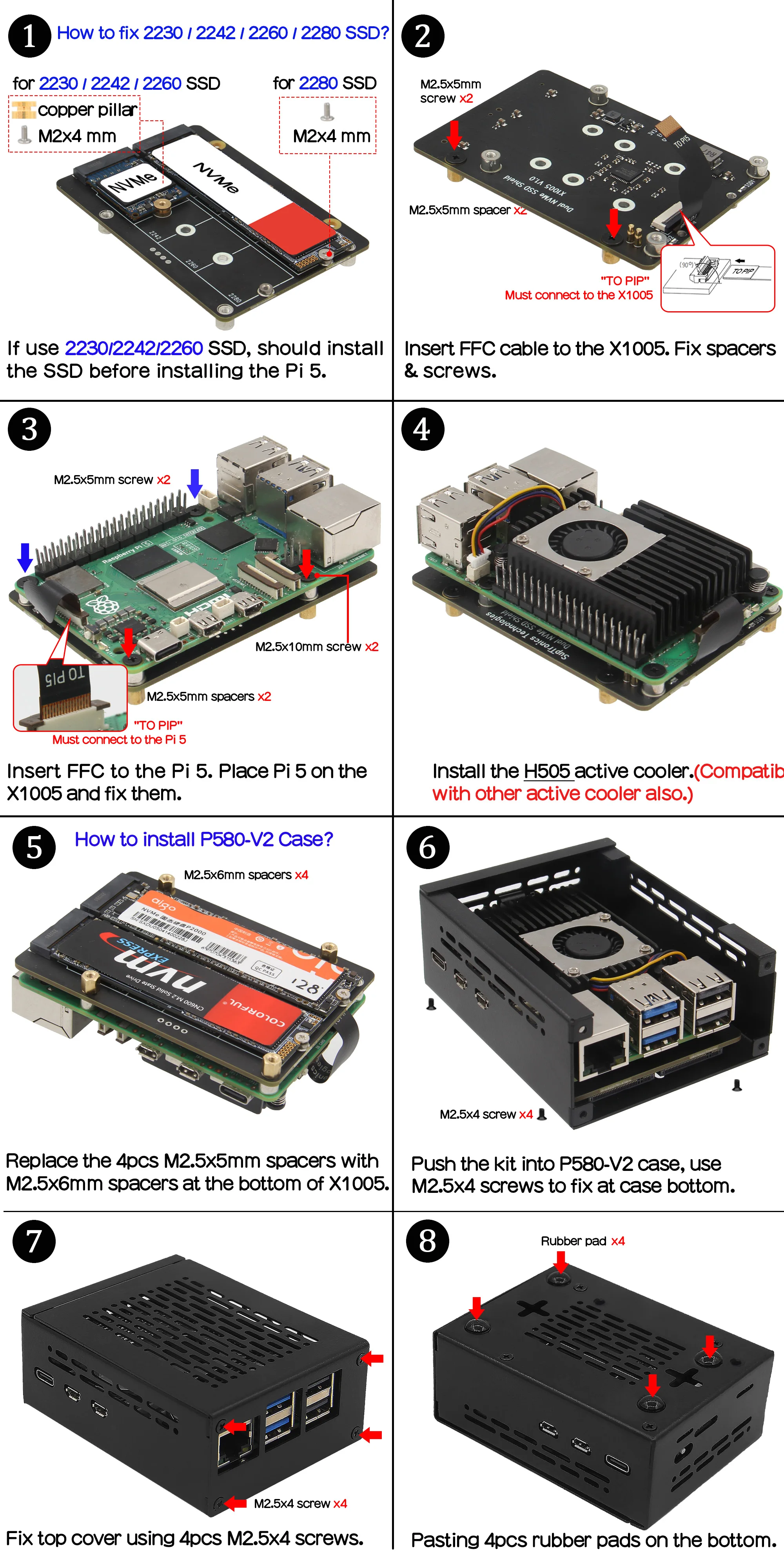 Geekworm X1011 Scheda Di Espansione PCIe A 4 M.2 NVMe SSD Per Raspberry Pi 5 – Non Supporta RAID
