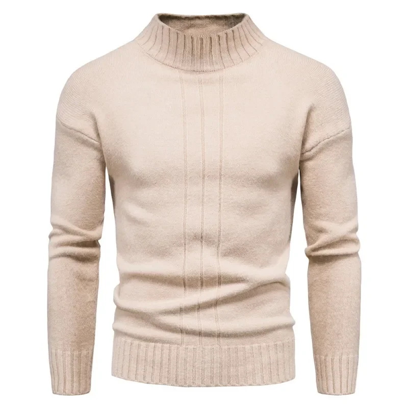 

Mens Slim Fit Solid Color Turtleneck Sweater New Winter New Warm Knitted Full sleeve Sweaters MaleCasual Cashmere Pullovers Tops
