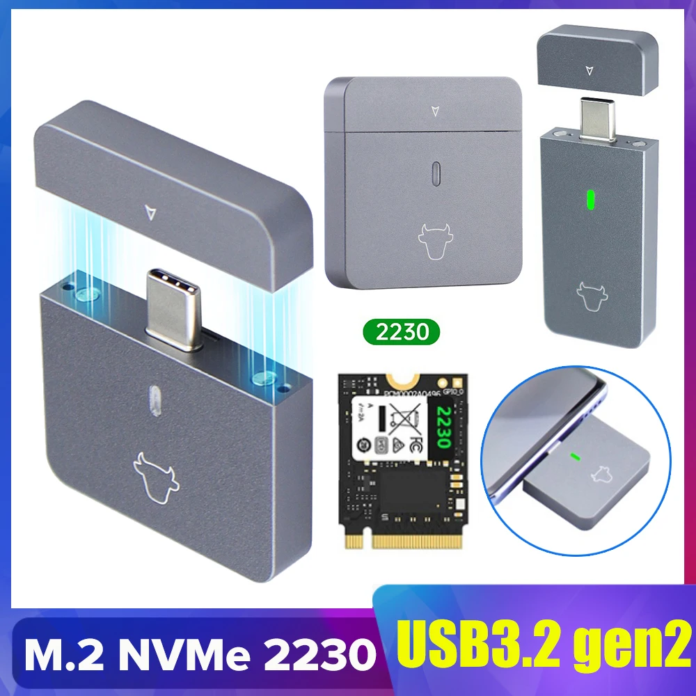 M 2 nvme 2230 ssd enclosure usb c adapter usb3 2 gen2 external case box