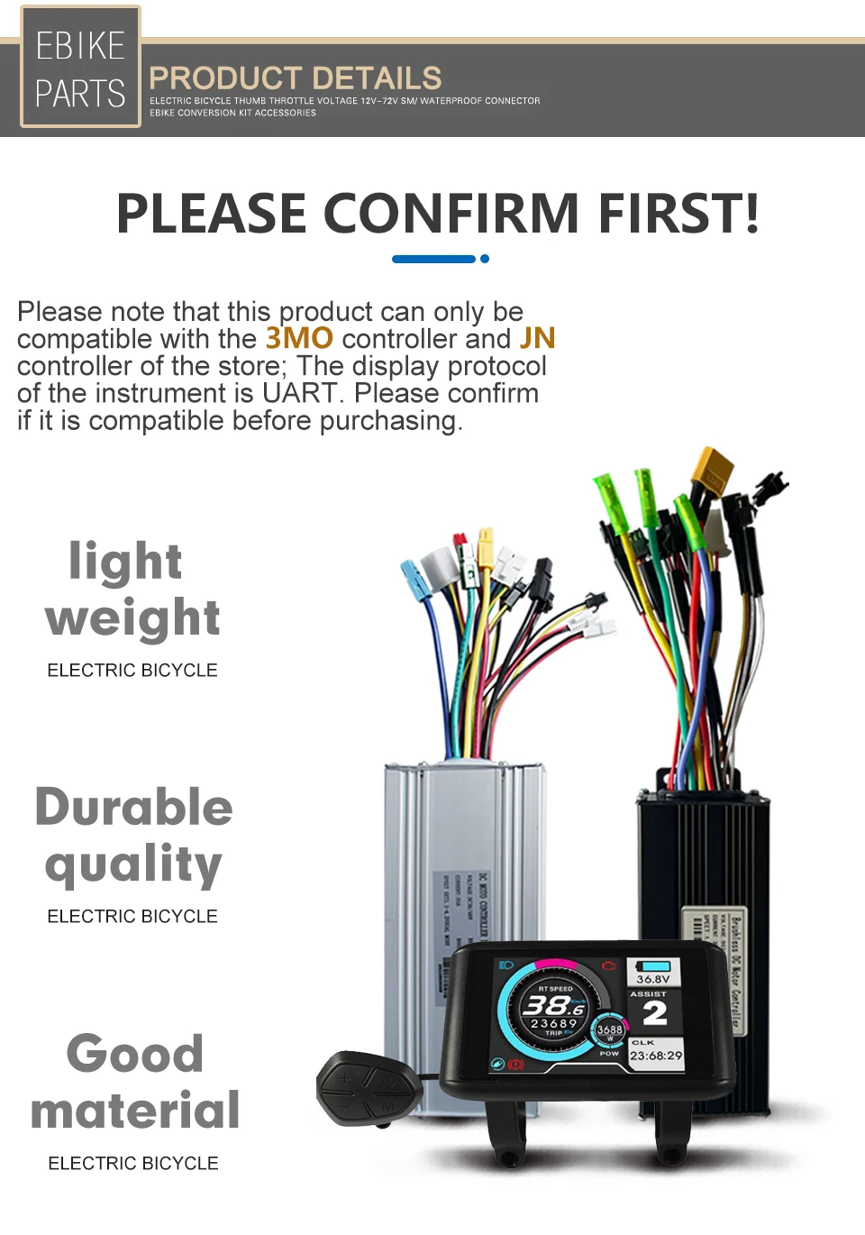 Description Picture 3 of itemElectric Bike S866 Display S900 UKC1 M3 M5 LCD Panel Screen with SM/Waterproof Plug Matching JN controller Bicycle Accessories