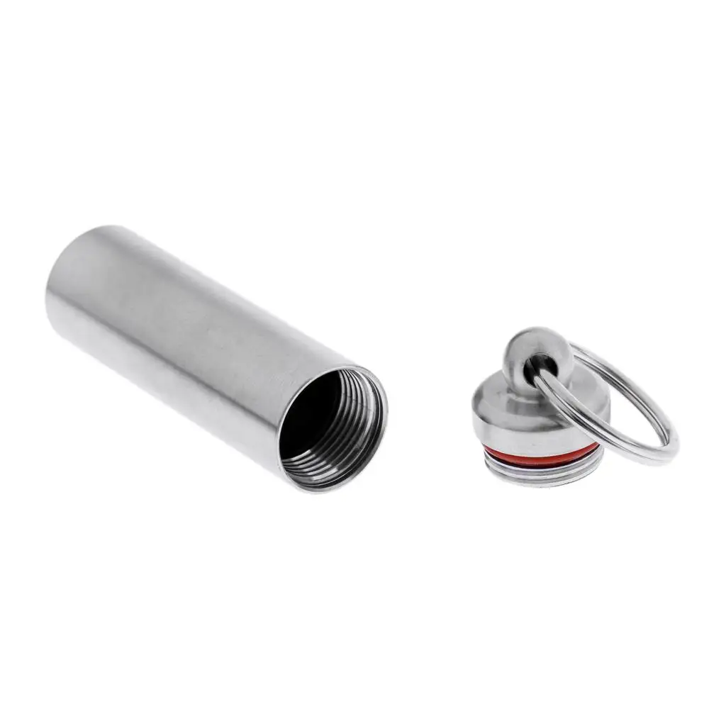 Waterproof Stainless Steel Holder Pill Container Box Key Silver