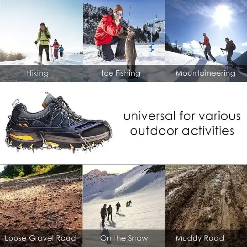 Portable Manganese Steel Crampons Snow Non Slip Climbing Shoe Cover Crampons Cleats Ice Gripper For Spikes Hiking Winter Mangane