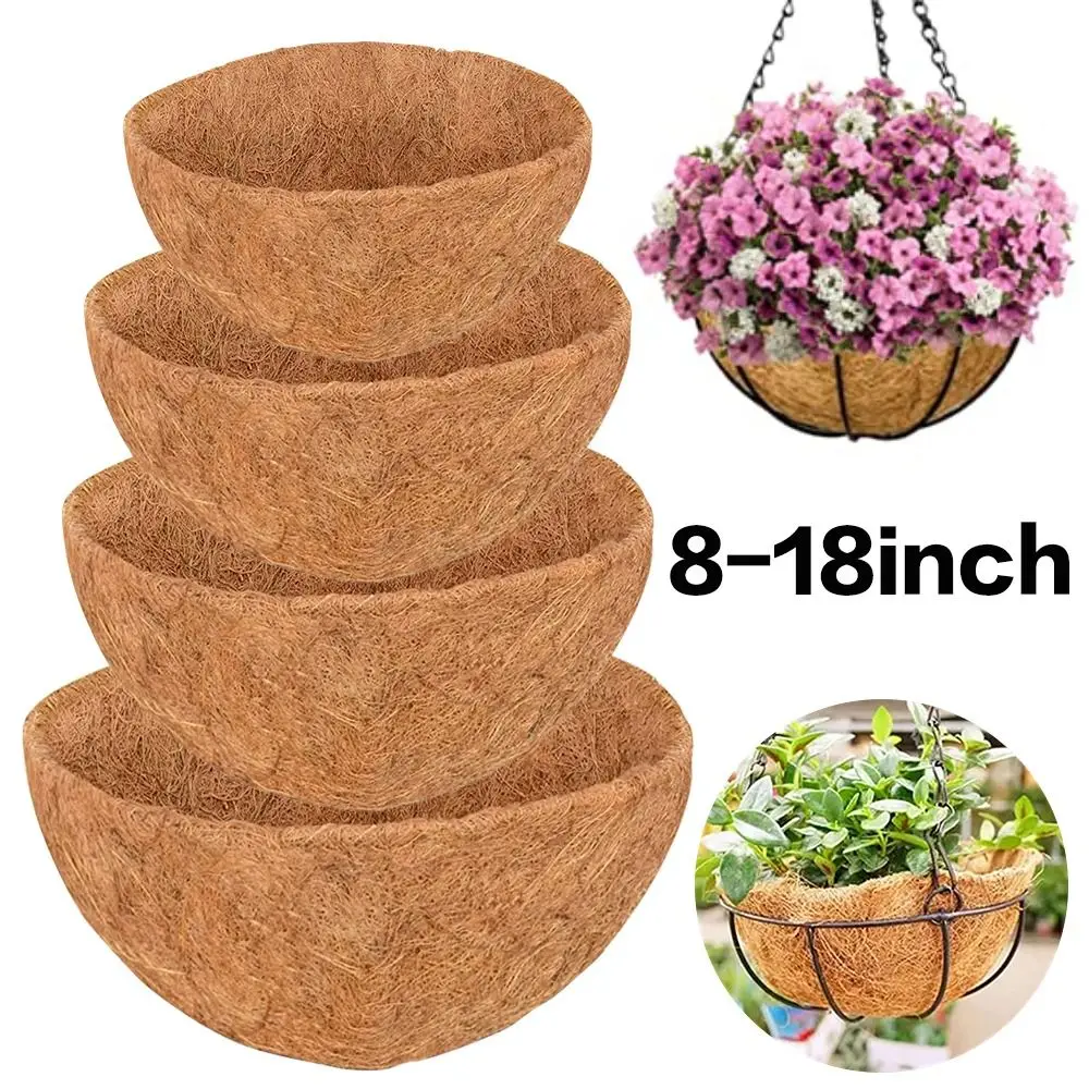 

8/10/12/14/16/18 Inch Flowerpot Coconut Palm Mat For Planters Hanging Basket Replacement Liners Outdoor Garden Accessories