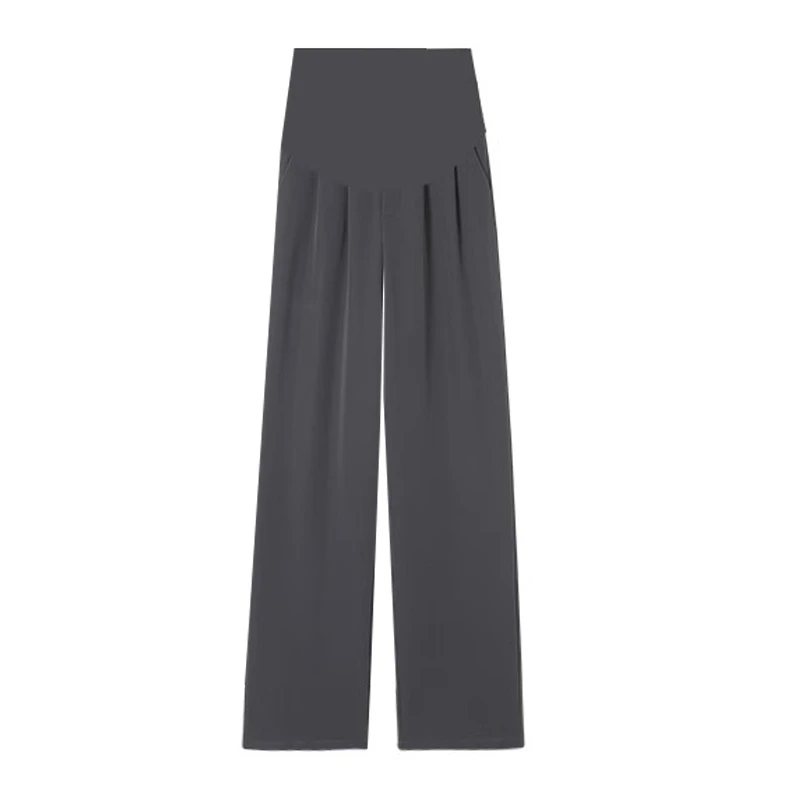 Summer Thin Design Maternity Belly Trousers Office Lady Elegant Suits Pants Plus Size Pregnant Women's Wide Legs Long Trousers 4