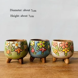 Charming Hand - Painted Ceramic Succulent Planter - Cute and Versatile Design (3 pcs a set 2)