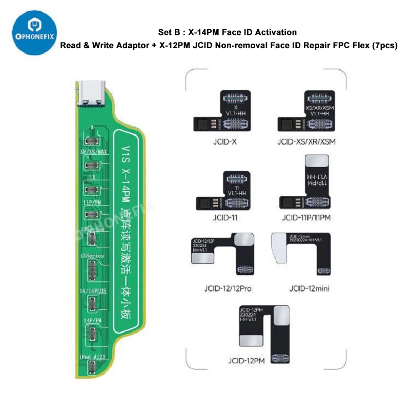 

Original JCID Non-removal Face ID FPC Flex Cable for iPhone X-14 Pro Max Dot Matrix Face ID Activation Read Write True Tone Fix