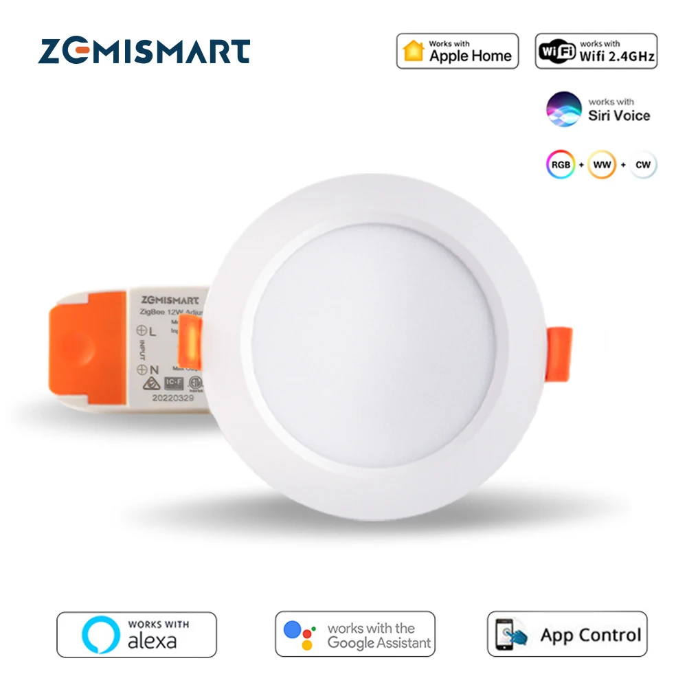 Zemismart WiFi Homekit Smart LED Downlight 9W 12W 15W Round Ceiling Lamp RGBCW Dimmable Spotlighting Siri Alexa Google Home