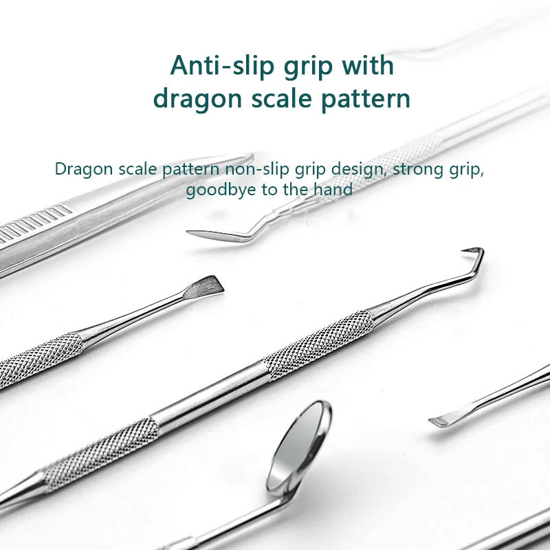 304 Stainless Steel Dental Tools Mouth Mirror Probe Tartar Protector Tartar Tools Dentist Tool Set Decalcification 2