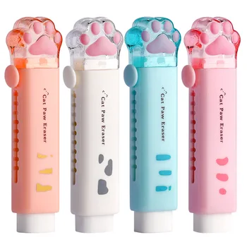 Gomma con design push-pull retrattile, forma creativa di artiglio di gatto dei cartoni animati, cancelleria specifica per studenti, gomma portatile